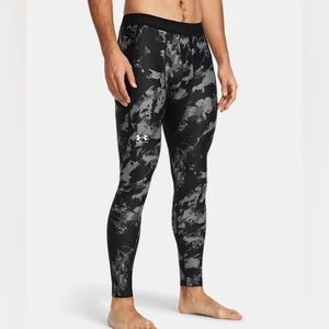 Under Armour Men's HeatGear Armour Camo Leggings/Compression Black/White• Sz XL